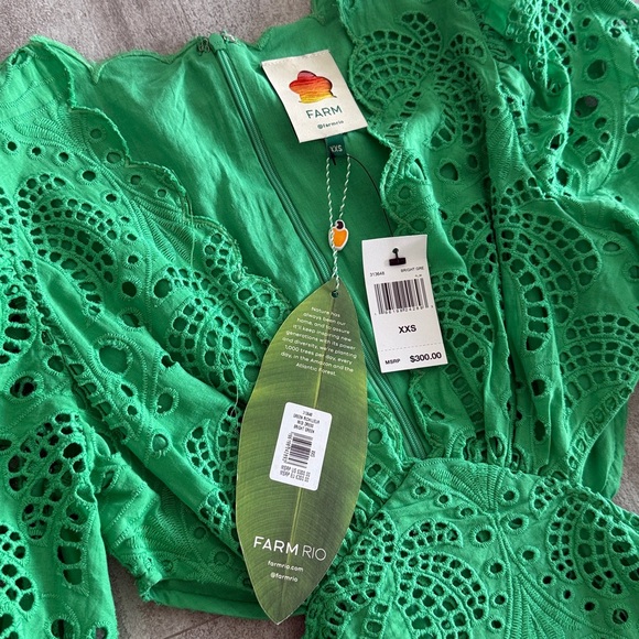 Farm Rio Green Dress size XXS NWT - Picture 4 of 9